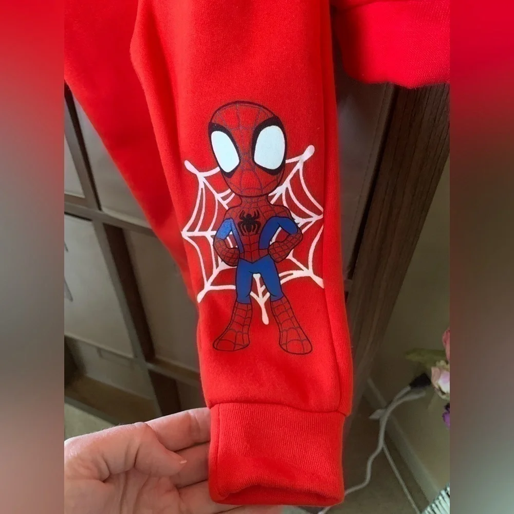 MARVEL Spider Man Comic Sweatshirt Jogger Pajama Set Fleece Crew Neck NWT